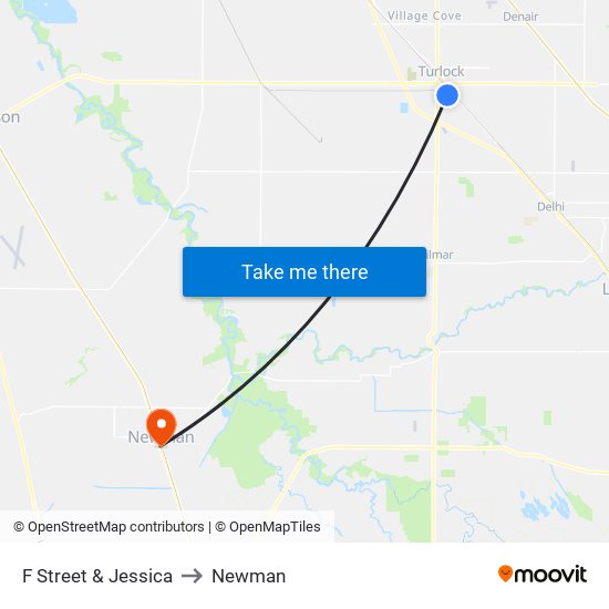 F Street & Jessica to Newman map