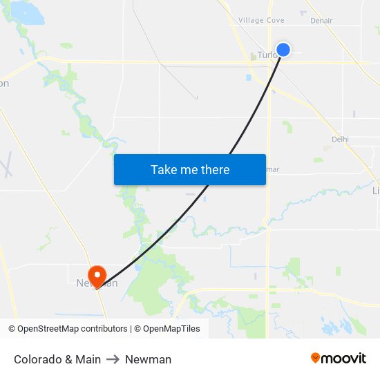 Colorado & Main to Newman map