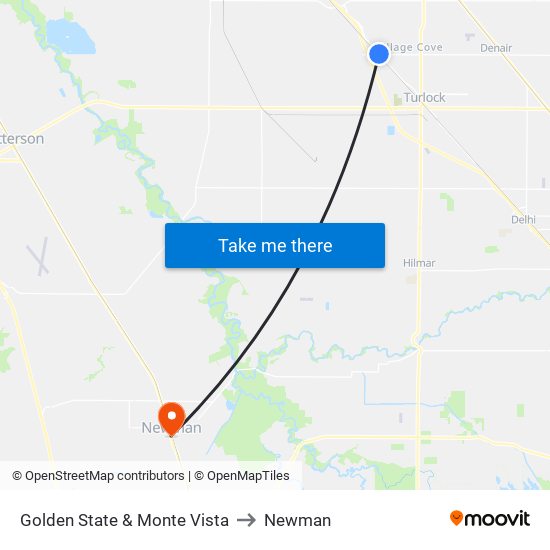 Golden State & Monte Vista to Newman map