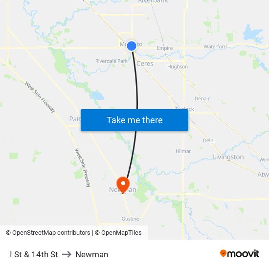 I St & 14th St to Newman map