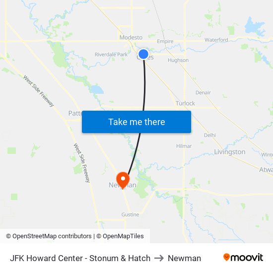 JFK Howard Center - Stonum & Hatch to Newman map