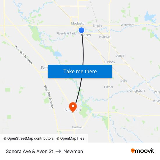 Sonora Ave & Avon St to Newman map