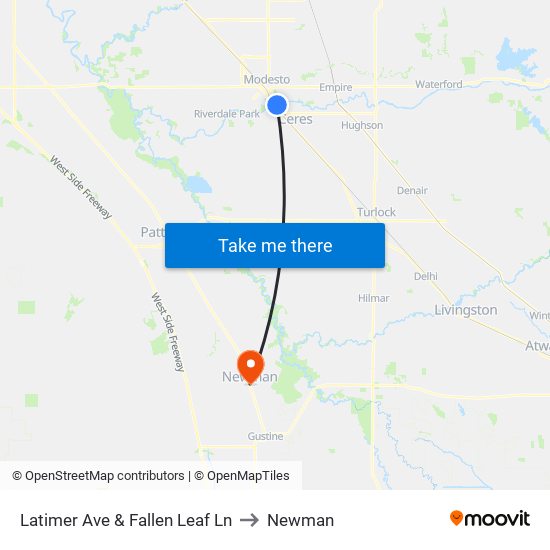 Latimer Ave & Fallen Leaf Ln to Newman map