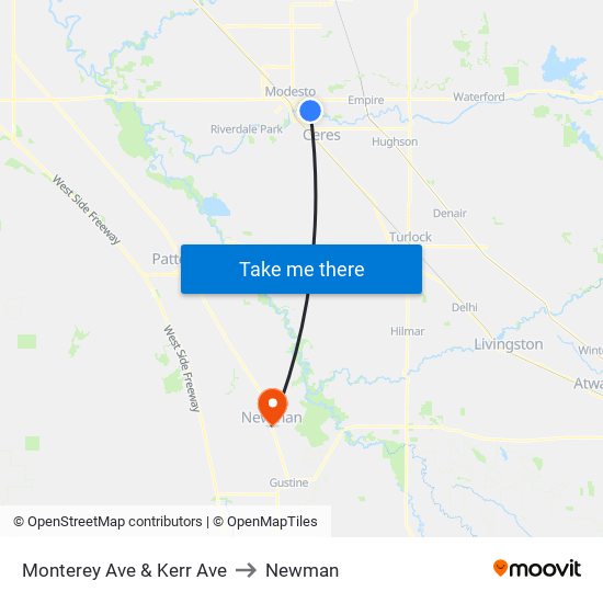 Monterey Ave & Kerr Ave to Newman map