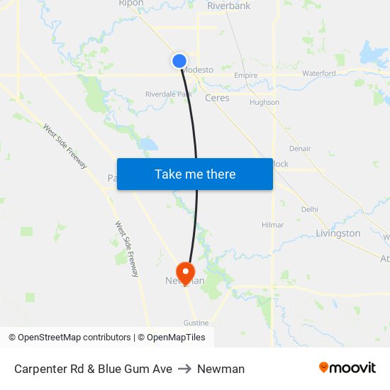 Carpenter Rd & Blue Gum Ave to Newman map