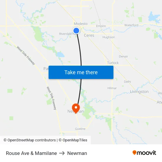 Rouse Ave & Mamilane to Newman map
