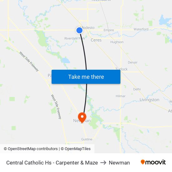 Central Catholic Hs - Carpenter & Maze to Newman map