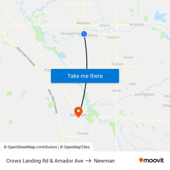 Crows Landing Rd & Amador Ave to Newman map