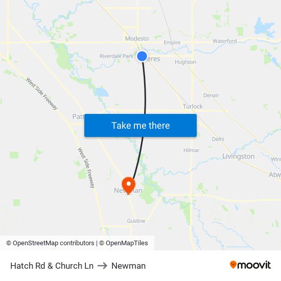 Hatch Rd & Church Ln to Newman map