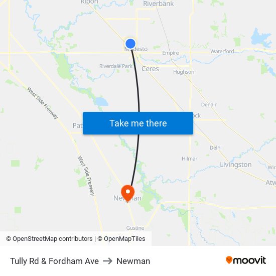 Tully Rd & Fordham Ave to Newman map