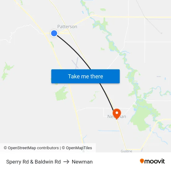 Sperry Rd & Baldwin Rd to Newman map