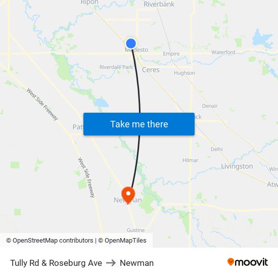 Tully Rd & Roseburg Ave to Newman map