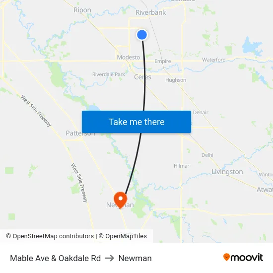 Mable Ave & Oakdale Rd to Newman map
