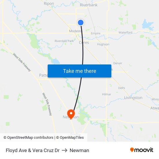 Floyd Ave & Vera Cruz Dr to Newman map