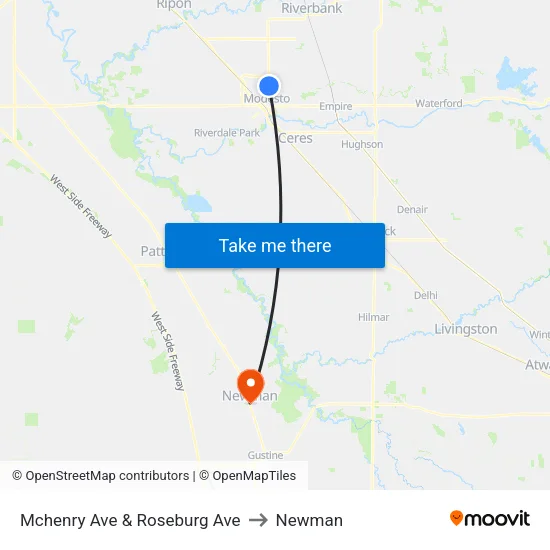 Mchenry Ave & Roseburg Ave to Newman map