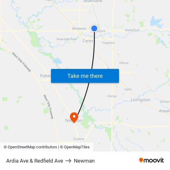 Ardia Ave & Redfield Ave to Newman map