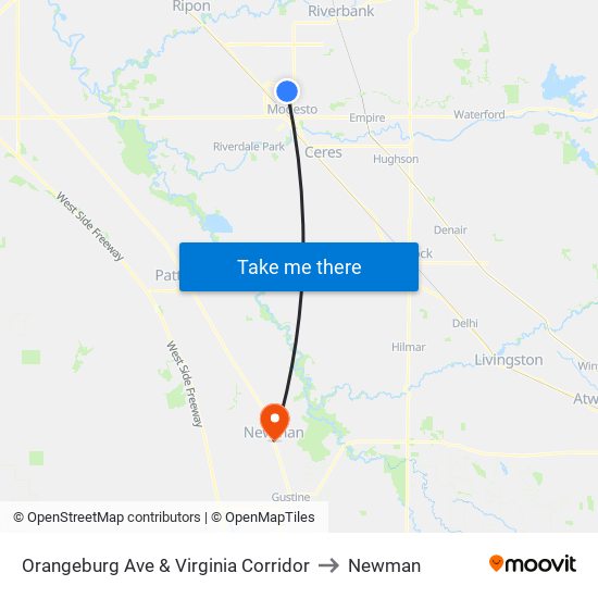 Orangeburg Ave & Virginia Corridor to Newman map