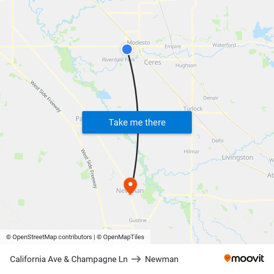 California Ave & Champagne Ln to Newman map