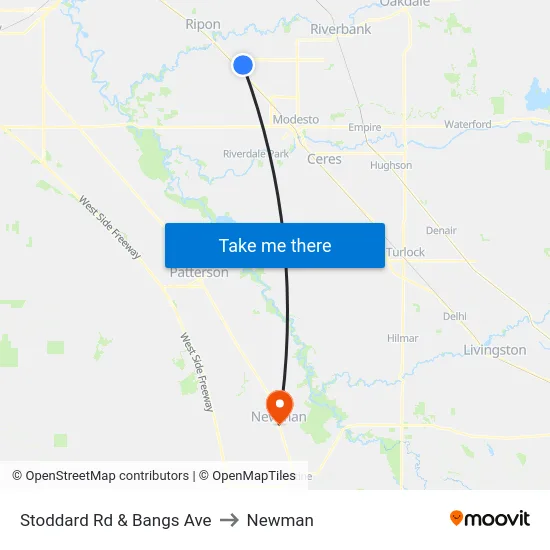 Stoddard Rd & Bangs Ave to Newman map