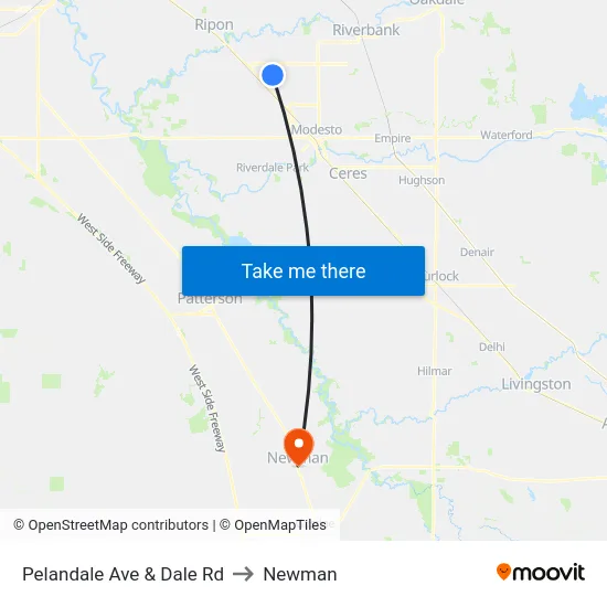 Pelandale Ave & Dale Rd to Newman map