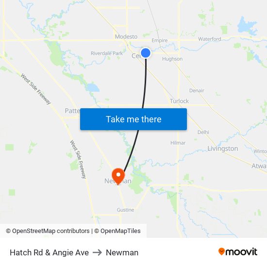 Hatch Rd & Angie Ave to Newman map