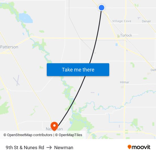 9th St & Nunes Rd to Newman map