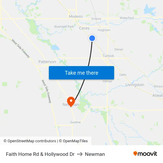 Faith Home Rd & Hollywood Dr to Newman map