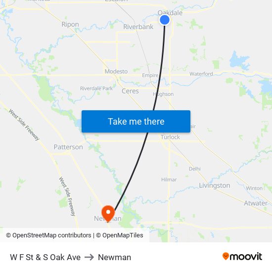 W F St & S Oak Ave to Newman map