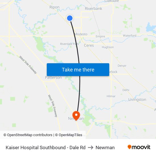 Kaiser Hospital Southbound - Dale Rd to Newman map