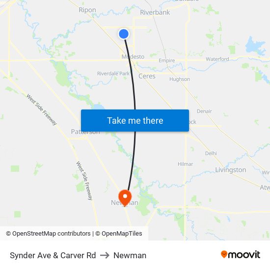 Synder Ave & Carver Rd to Newman map