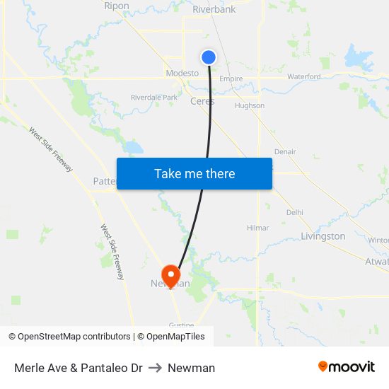 Merle Ave & Pantaleo Dr to Newman map