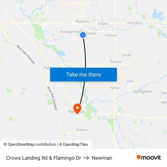 Crows Landing Rd & Flamingo Dr to Newman map