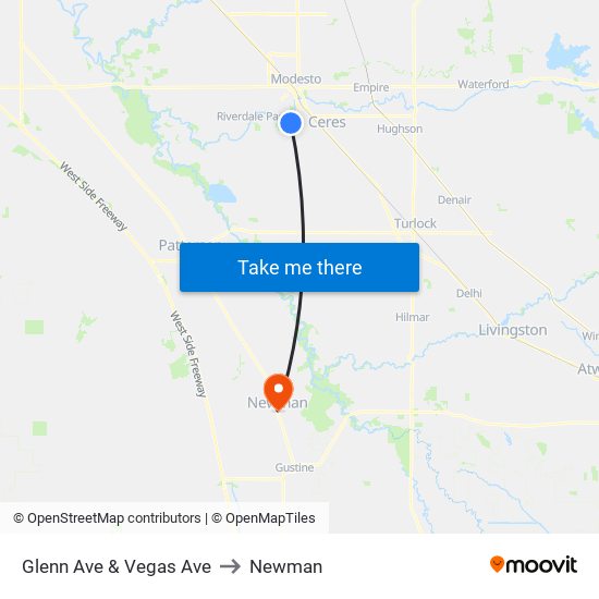 Glenn Ave & Vegas Ave to Newman map