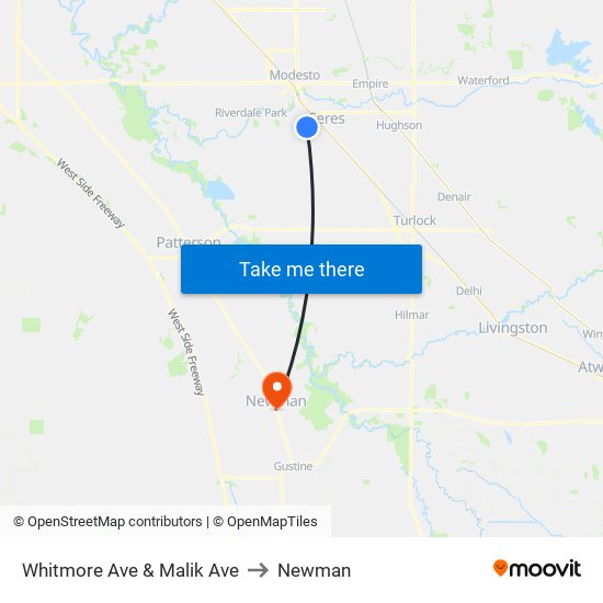 Whitmore Ave & Malik Ave to Newman map