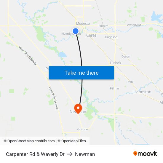 Carpenter Rd & Waverly Dr to Newman map