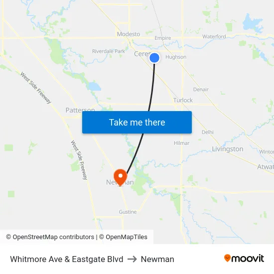 Whitmore Ave & Eastgate Blvd to Newman map