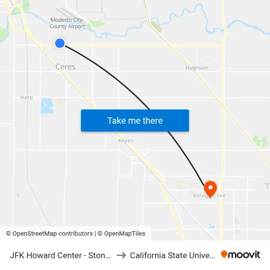 JFK Howard Center - Stonum Rd & Hatch Rd to California State University, Stanislaus map