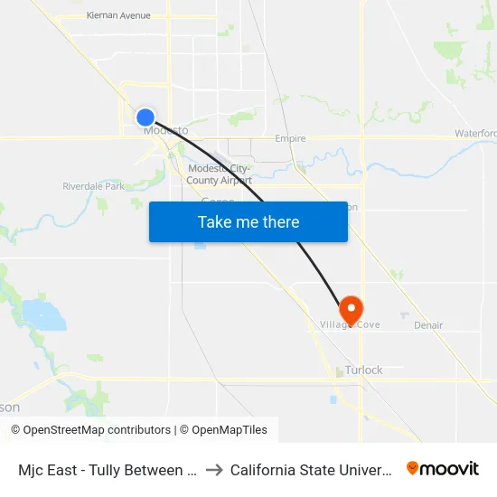Mjc East - Tully Between Coldwell Ave & to California State University, Stanislaus map