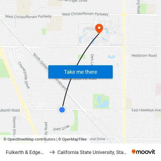 Fulkerth & Edgewater to California State University, Stanislaus map