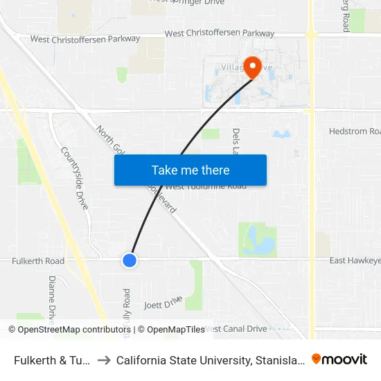 Fulkerth & Tully to California State University, Stanislaus map