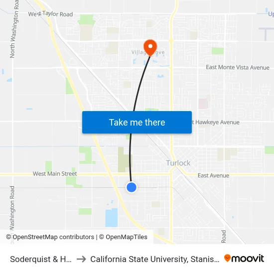 Soderquist & High to California State University, Stanislaus map
