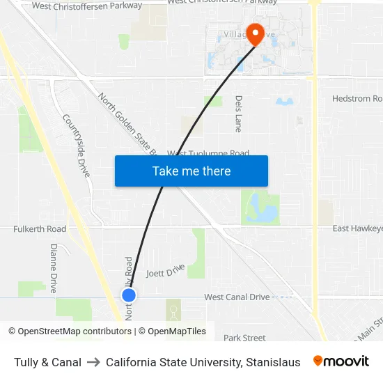 Tully & Canal to California State University, Stanislaus map