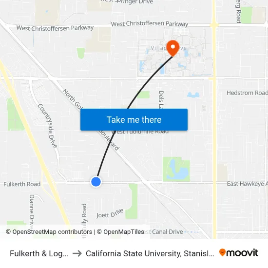 Fulkerth & Logan to California State University, Stanislaus map