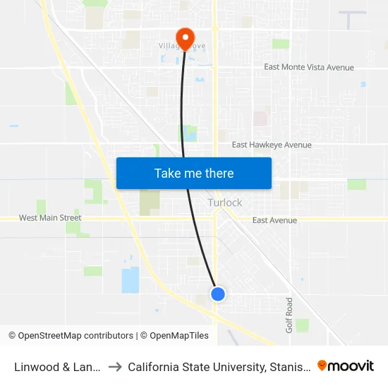 Linwood & Lander to California State University, Stanislaus map