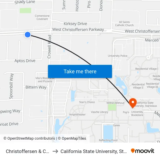 Christoffersen & Crowell to California State University, Stanislaus map