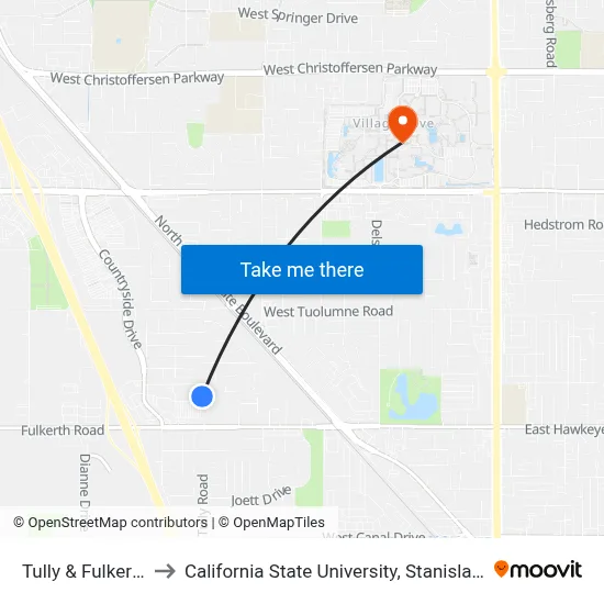 Tully & Fulkerth to California State University, Stanislaus map