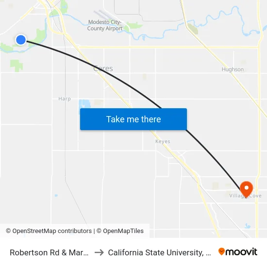 Robertson Rd & Marseille Ln to California State University, Stanislaus map