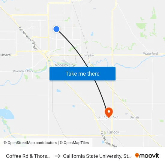Coffee Rd & Thorsen Ave to California State University, Stanislaus map