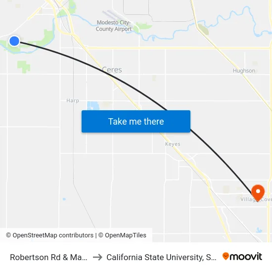 Robertson Rd & Marlow St to California State University, Stanislaus map