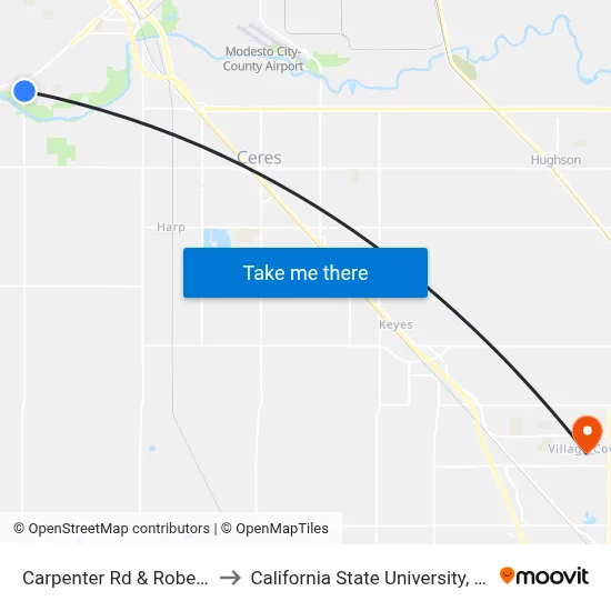 Carpenter Rd & Robertson Rd to California State University, Stanislaus map